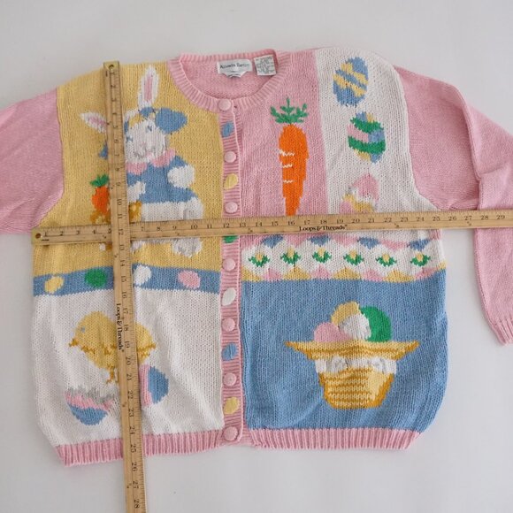 Vintage Alexandra Bartlett Easter Sweater Bunny Carrot Chick Cottagecore 3X - Picture 2 of 11